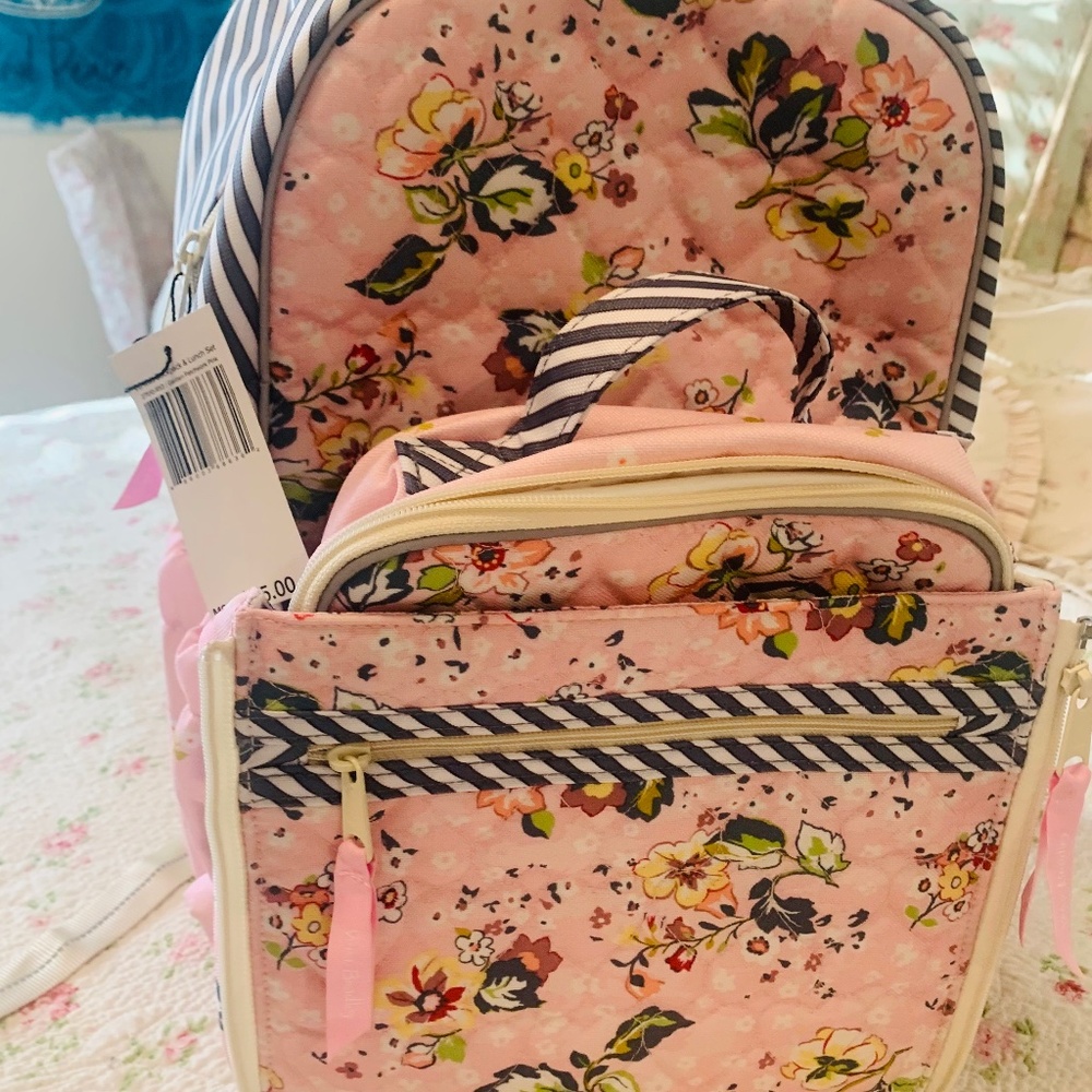 VB Kids Garden Patchwork Pink Backpack and Lunchbox set